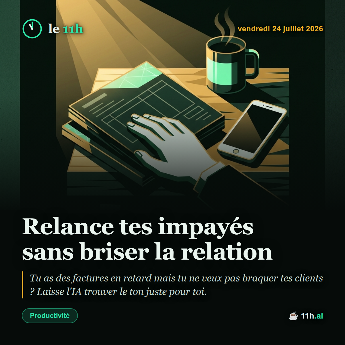 Relance tes impayés sans briser la relation — le 11h du vendredi 24 juillet 2026