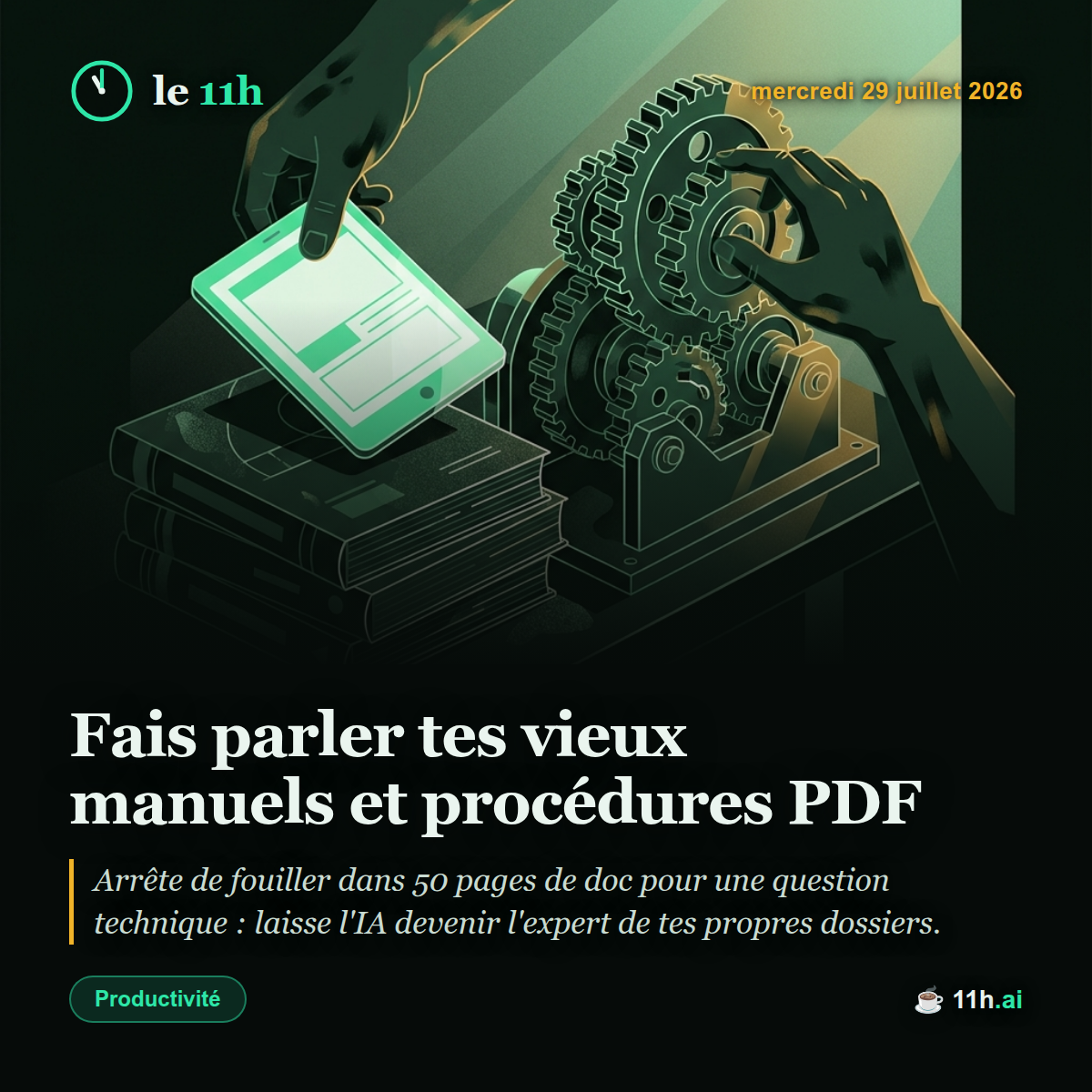 Fais parler tes vieux manuels et procédures PDF — le 11h du mercredi 29 juillet 2026